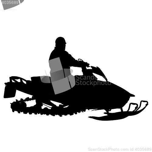 Image of Silhouette snowmobile  on white background. illustration