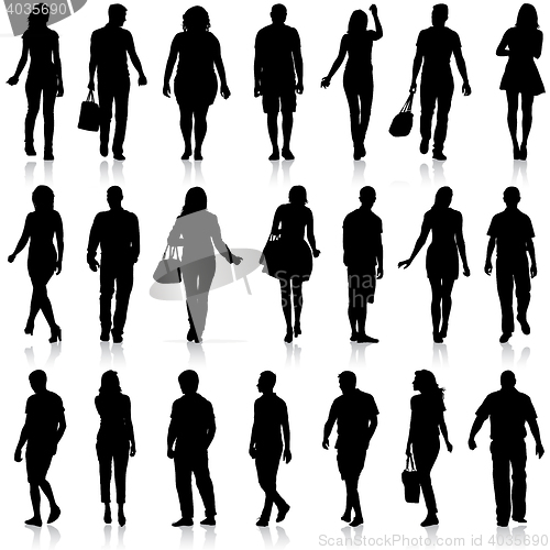 Image of Black silhouettes of beautiful mans and womans on white 