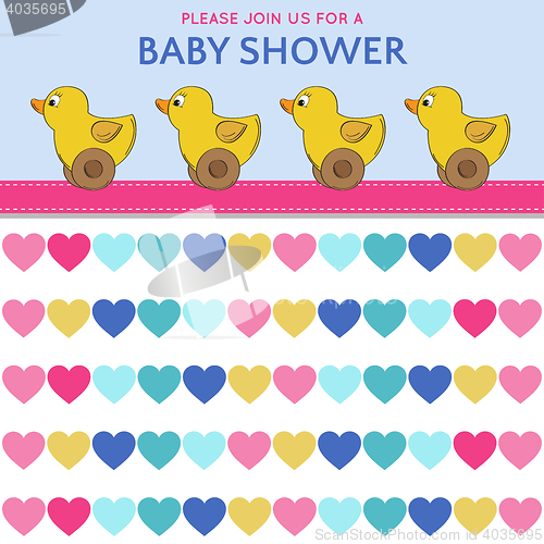 Image of Delicate baby shower card with duck toys