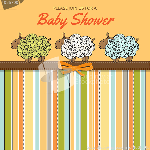 Image of Delicate baby shower card with sheep