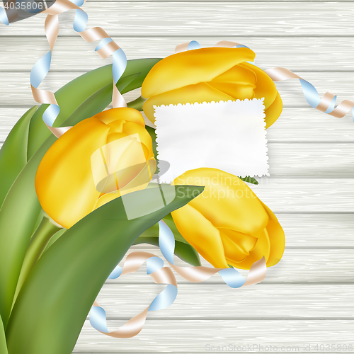 Image of Paper card with tulips. EPS 10