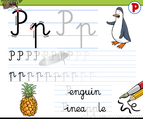 Image of how to write letter p