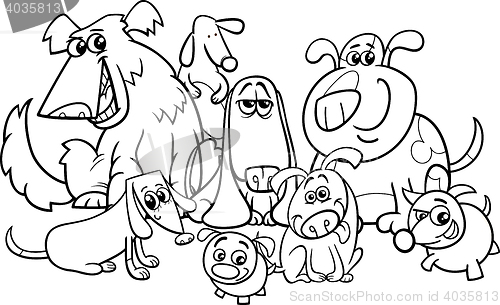 Image of dogs group cartoon coloring book