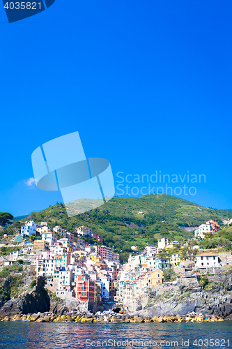 Image of Riomaggiore in Cinque Terre, Italy - Summer 2016 - view from the