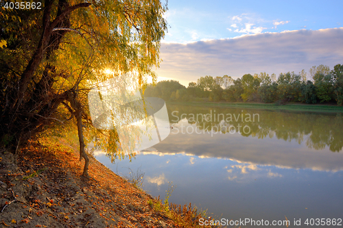 Image of Siret river and sunrise