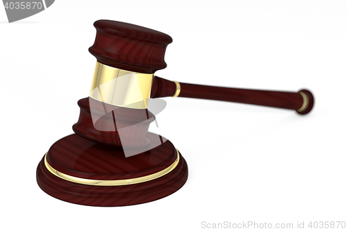 Image of Wooden judge gavel and soundboard.