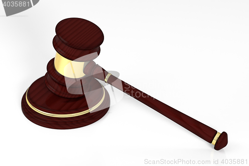 Image of Wooden judge gavel and soundboard.