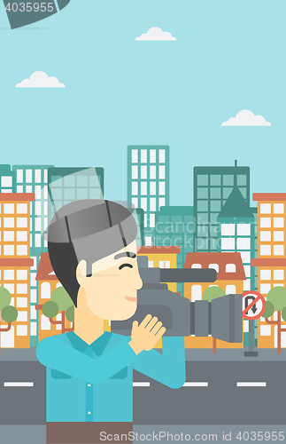 Image of Cameraman with video camera vector illustration.