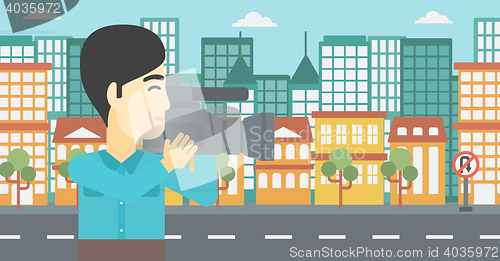 Image of Cameraman with video camera vector illustration.