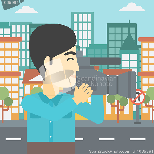 Image of Cameraman with video camera vector illustration.