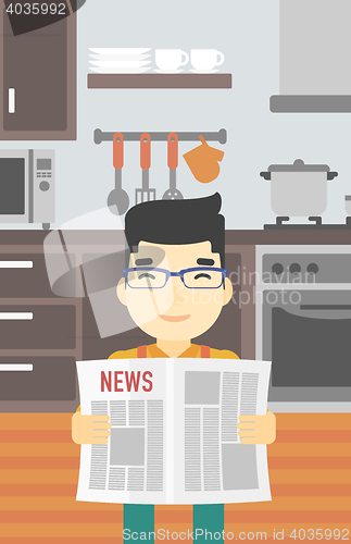 Image of Man reading newspaper vector illustration.