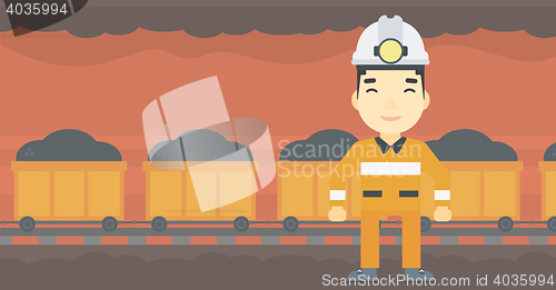 Image of Confident miner in hardhat vector illustration.