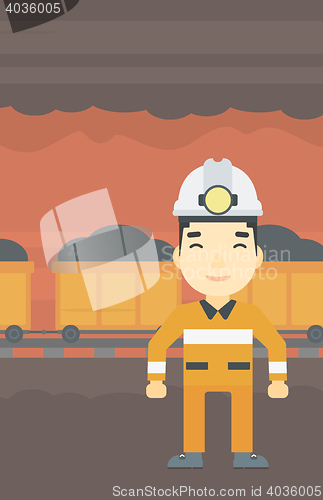 Image of Confident miner in hardhat vector illustration.