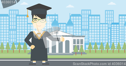 Image of Graduate giving thumb up vector illustration.