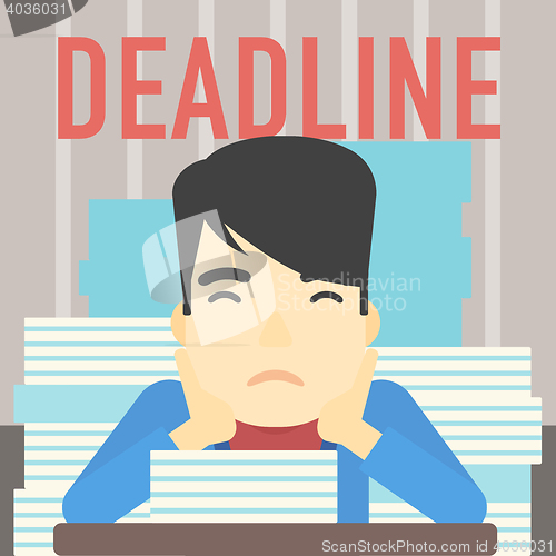 Image of Businessman having problem with deadline.