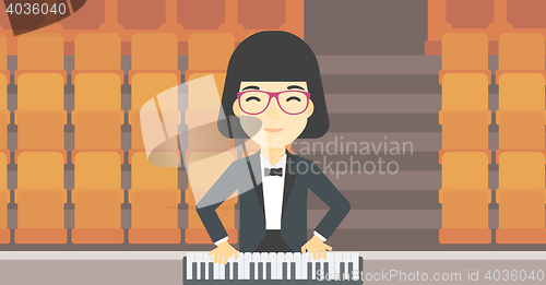 Image of Woman playing piano vector illustration.