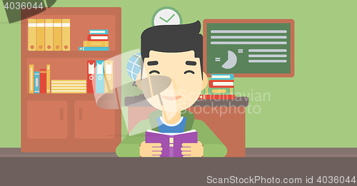 Image of Student reading book vector illustration.