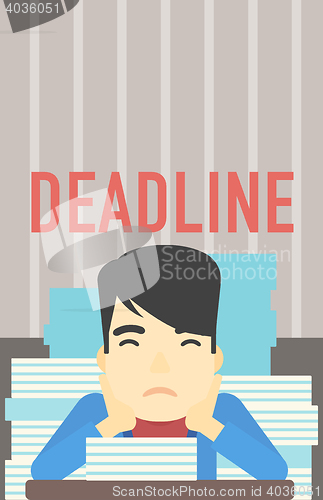 Image of Businessman having problem with deadline.