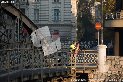 Image of young  couple jogging