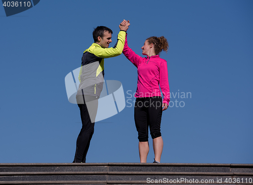 Image of congratulate and happy to finish morning workout