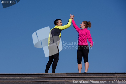 Image of congratulate and happy to finish morning workout