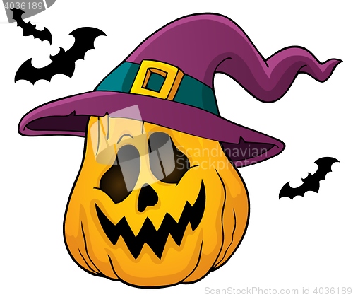 Image of Pumpkin in witch hat theme image 1