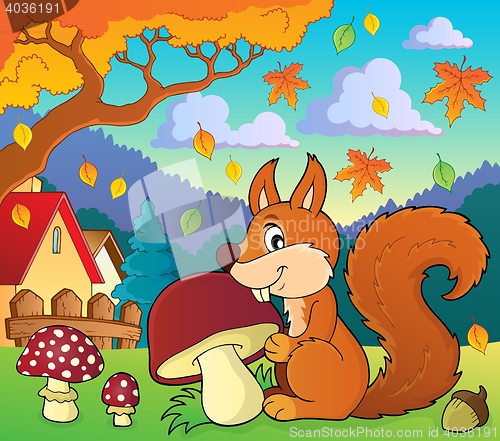 Image of Squirrel with mushroom theme image 2
