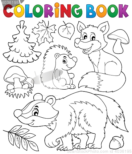 Image of Coloring book forest wildlife theme 1