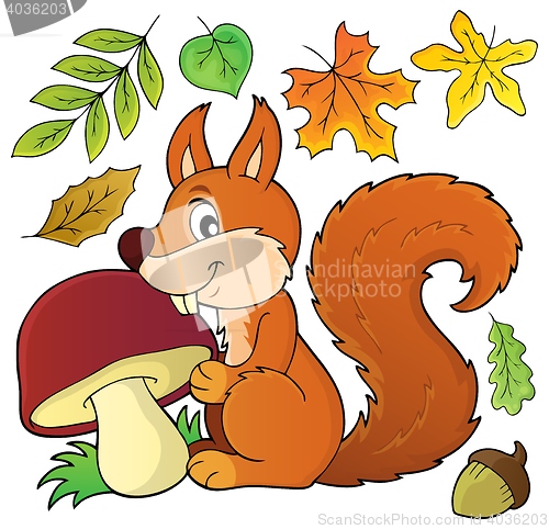 Image of Squirrel with mushroom theme image 1