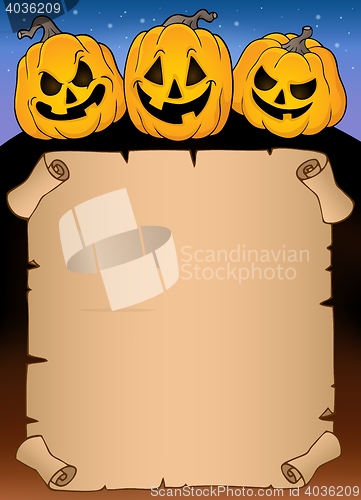 Image of Parchment with Halloween pumpkins 3