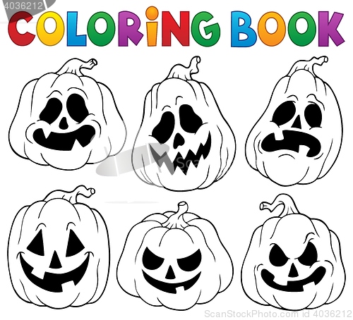 Image of Coloring book with Halloween pumpkins 1