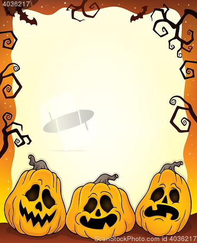 Image of Outlined pumpkins Halloween frame 1