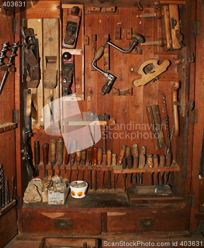 Image of old tools cabinet