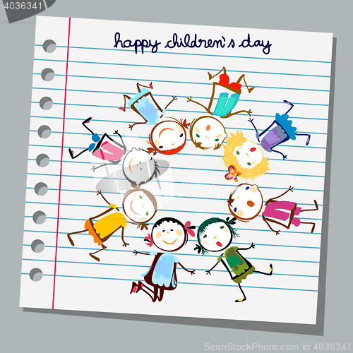 Image of notebook paper happy children day