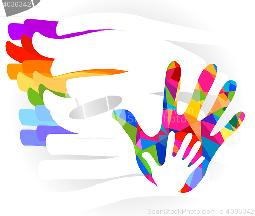 Image of hands colorful illustration