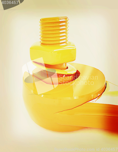 Image of Colorful wrench to tighten the screws. 3D illustration. Vintage 