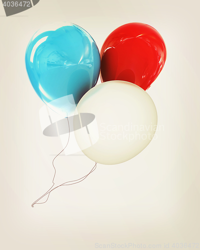 Image of Color glossy balloons isolated on white . 3D illustration. Vinta