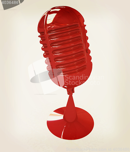 Image of 3d rendering of a microphone. 3D illustration. Vintage style.