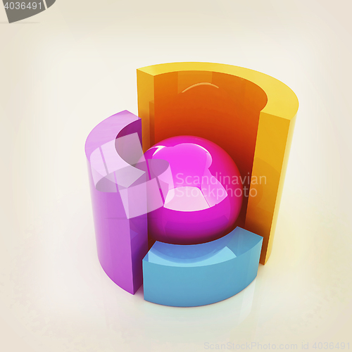 Image of Abstract colorful structure with ball in the center . 3D illustr