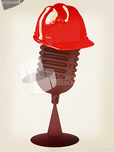 Image of New 3d concept of technology education with microphone and hard 