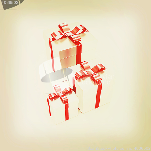 Image of gift boxes. 3D illustration. Vintage style.