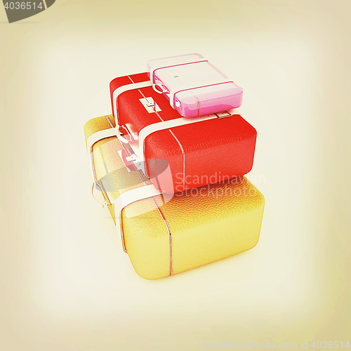Image of Traveler\'s suitcases. 3D illustration. Vintage style.