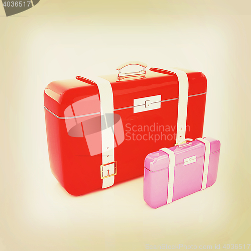 Image of Traveler\'s suitcases. . 3D illustration. Vintage style.