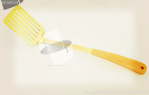 Image of gold cutlery on white background . 3D illustration. Vintage styl