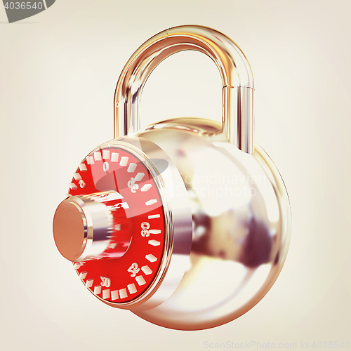 Image of Illustration of security concept with chrome locked combination 