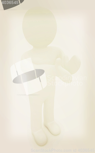 Image of 3d man isolated on white. Series: human emotions - clapping. 3D 