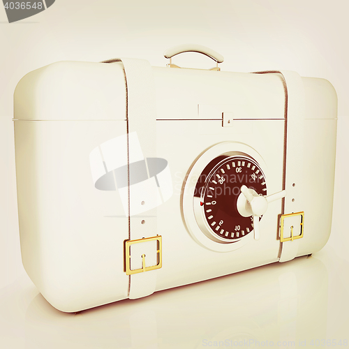 Image of suitcase-safe.. 3D illustration. Vintage style.