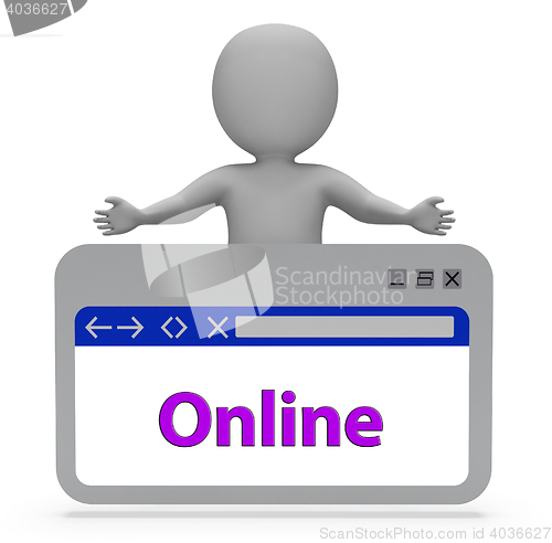 Image of Online Webpage Means Websites Searching And Www 3d Rendering