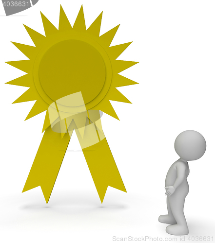 Image of Winner Rosette Indicates Success Triumphant And Finish 3d Render