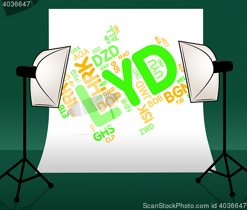 Image of Lyd Currency Represents Worldwide Trading And Currencies